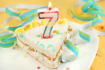 slice of seventh birthday cake
